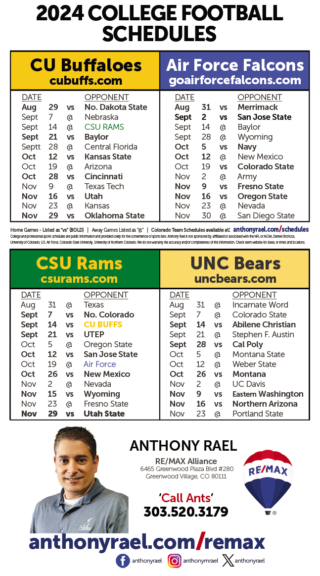 2024 Colorado College Football Schedules